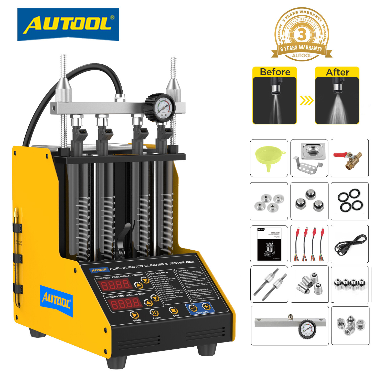 AUTOOL Ultrasonic Fuel Injector Tester Cleaner Cleaning Machine Car Motorcycle