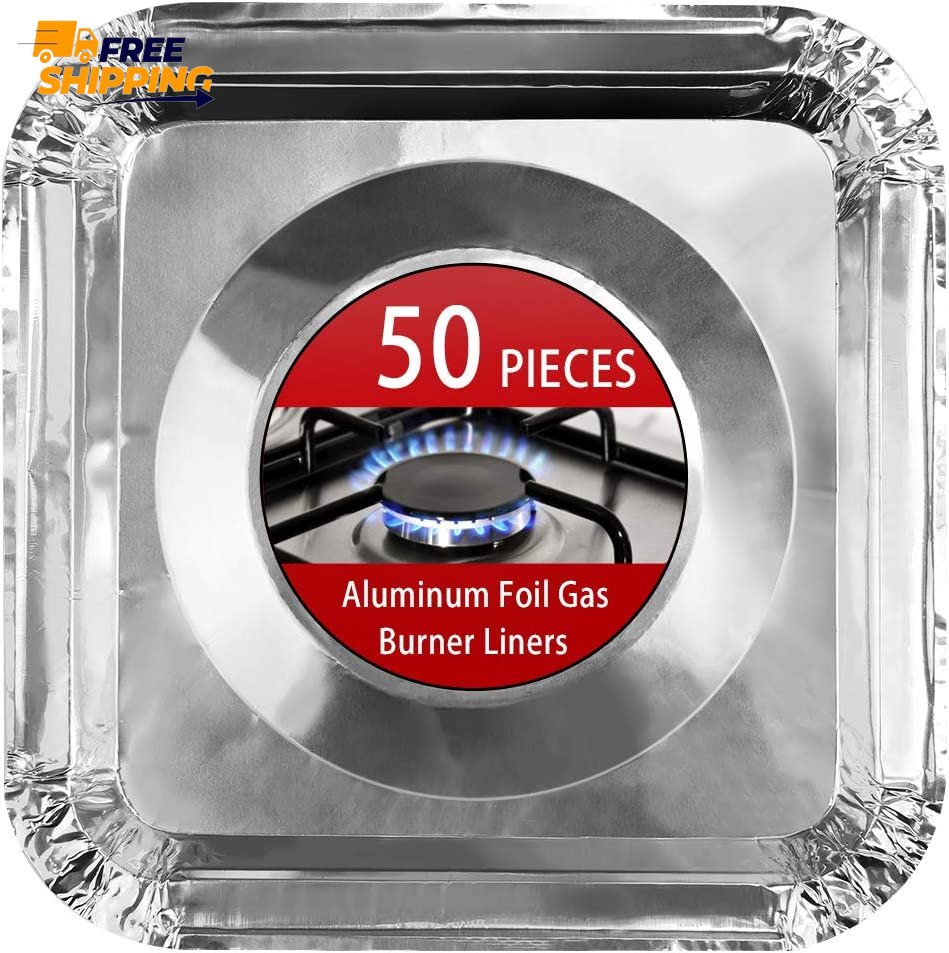 Aluminum Foil Gas Stove Burner Liners 50 Pack Stove Burner Covers Disposable 💪