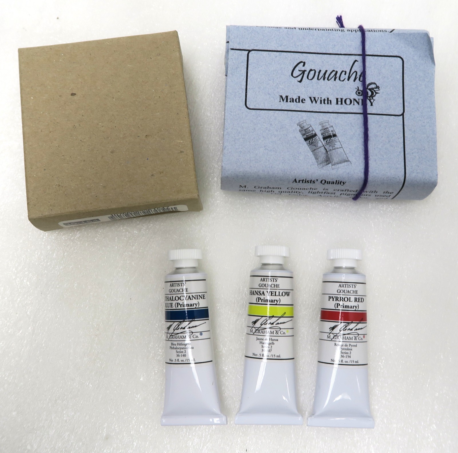 M. Graham Artists' Gouache Paint Lot of (3) .5oz Tubes Primary Colors New