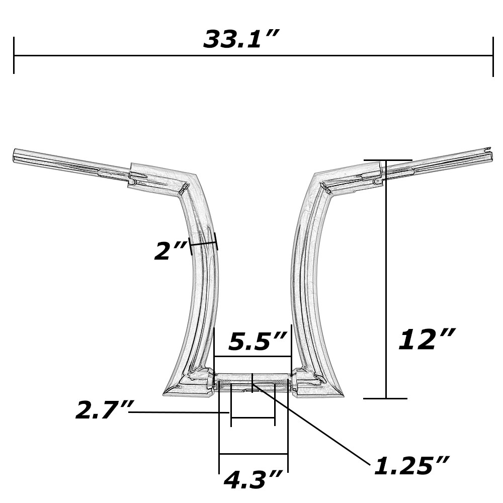 12" Rise 2" Ape Hanger Handlebar Black For Harley Softail Slim Sportster Dyna FL