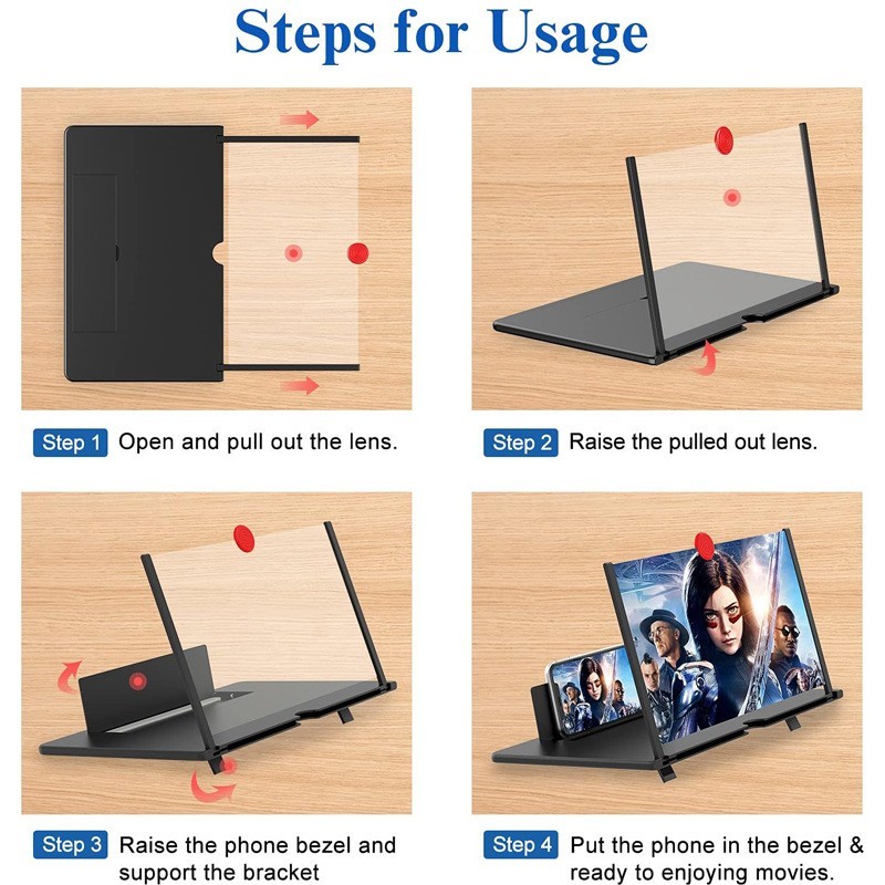 13'' Screen Magnifier for Cell phone Newest Version 3D HD Video Phone Amplifier