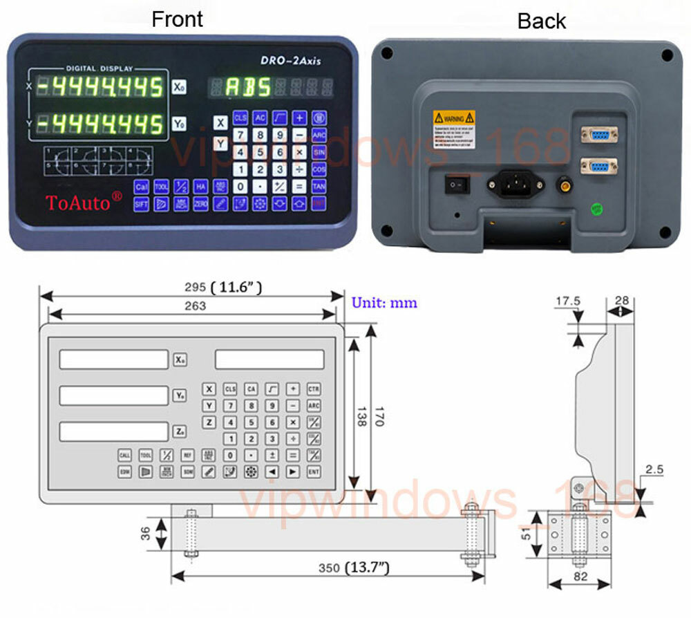 1μm Linear Scale DRO 2/3 Axis Digital Readout Encoder High Precision Lathe Mill