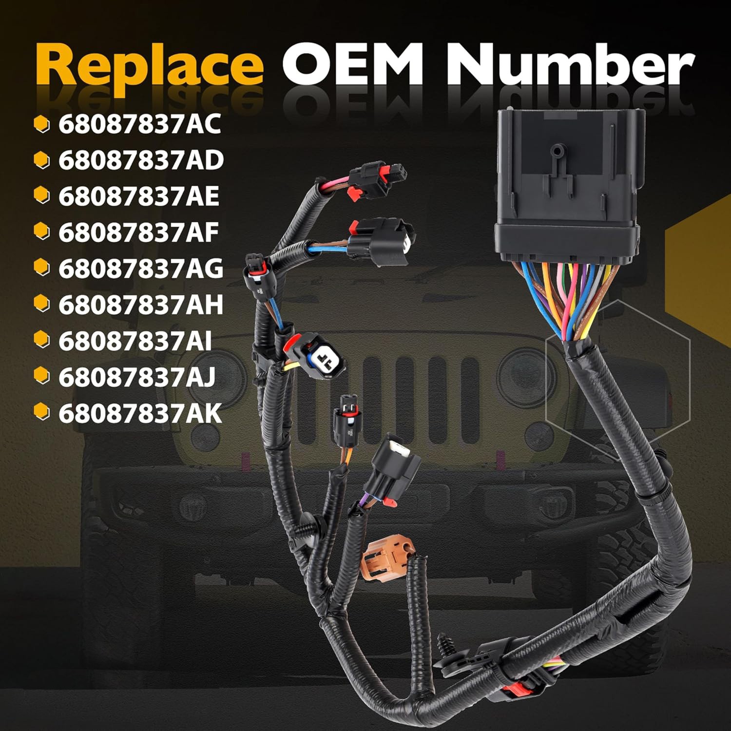 68087837AF Injector Wiring Engine Wire Harness For 12-24 Ram 1500 Jeep Wrangler
