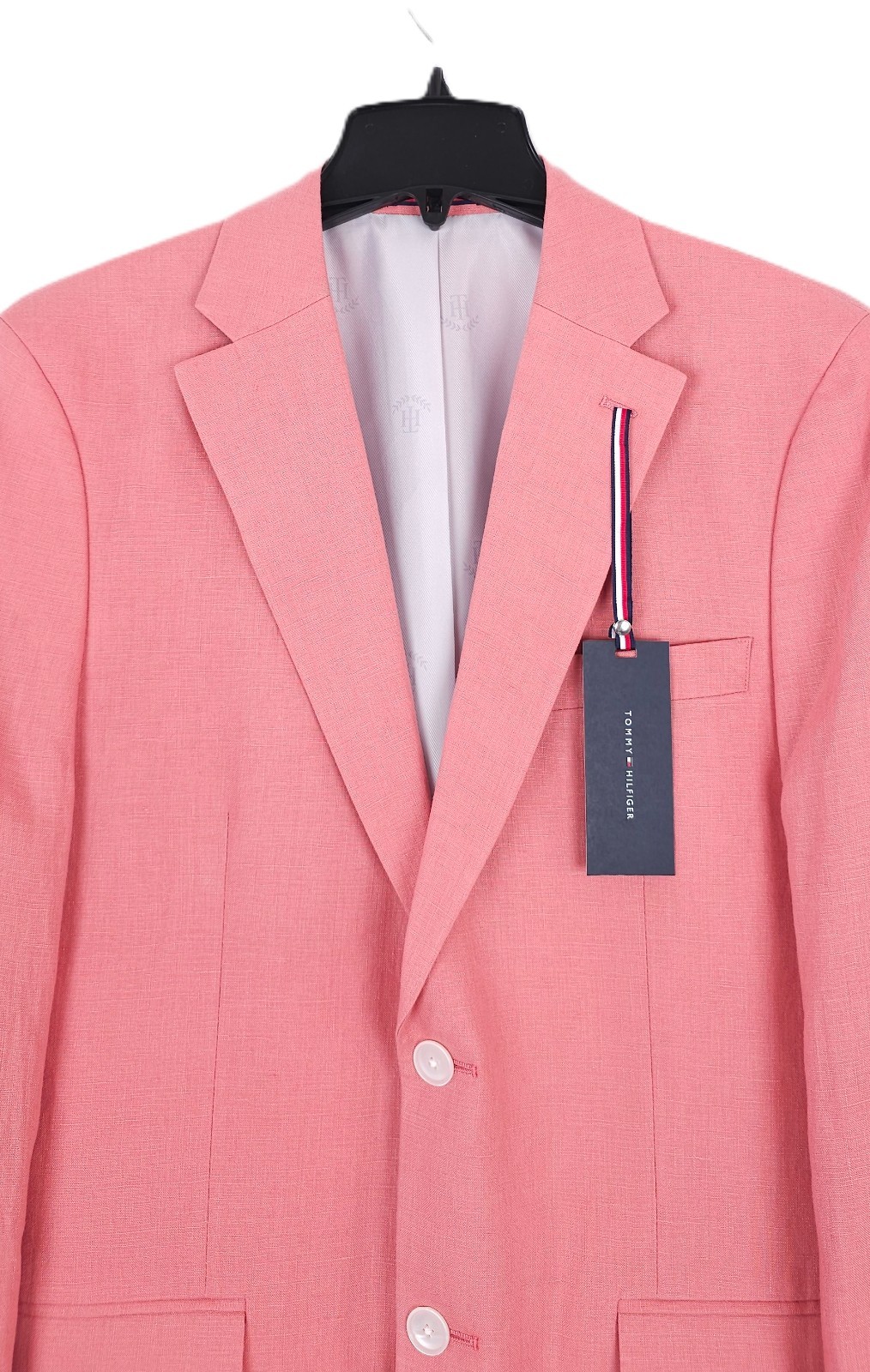 Tommy Hilfiger Men's Modern-Fit 100% Linen Sport Coat Light Red Solid 42R NWT