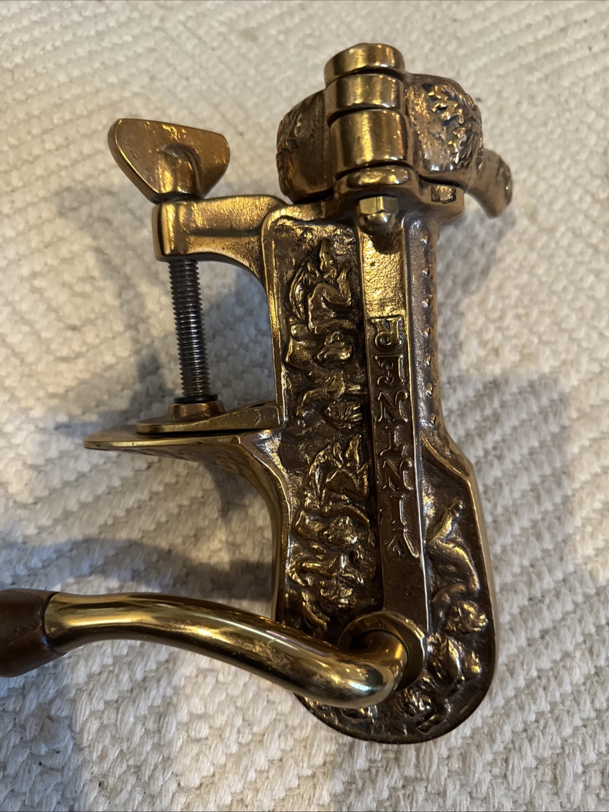 Antique French Bronze Vintner Wine Bottle Cork Corkscrew Cherubs EXCELLENT COND