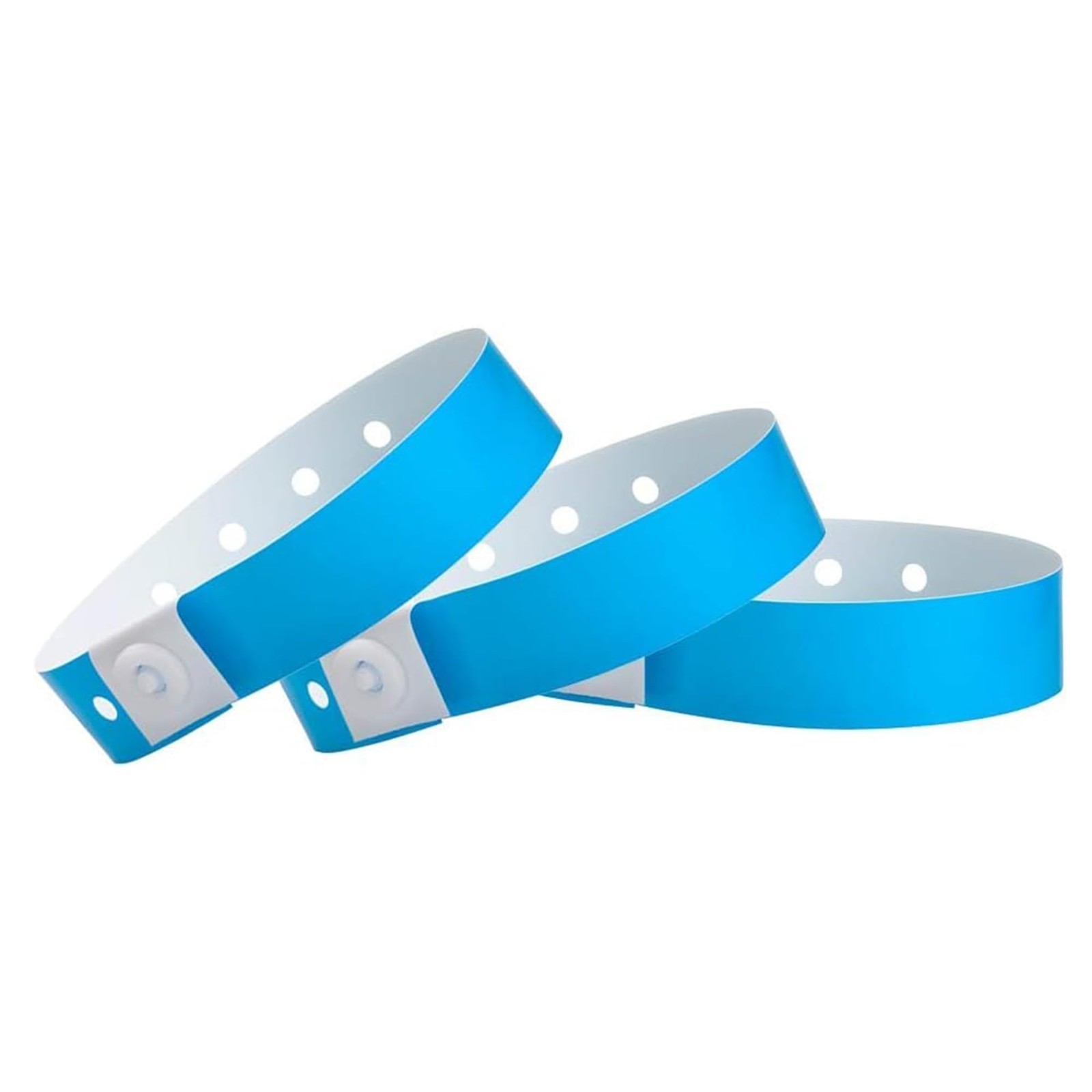 500 Neon Blue Plastic Wristbands - Durable, Secure Snap for Events, Parties & ID