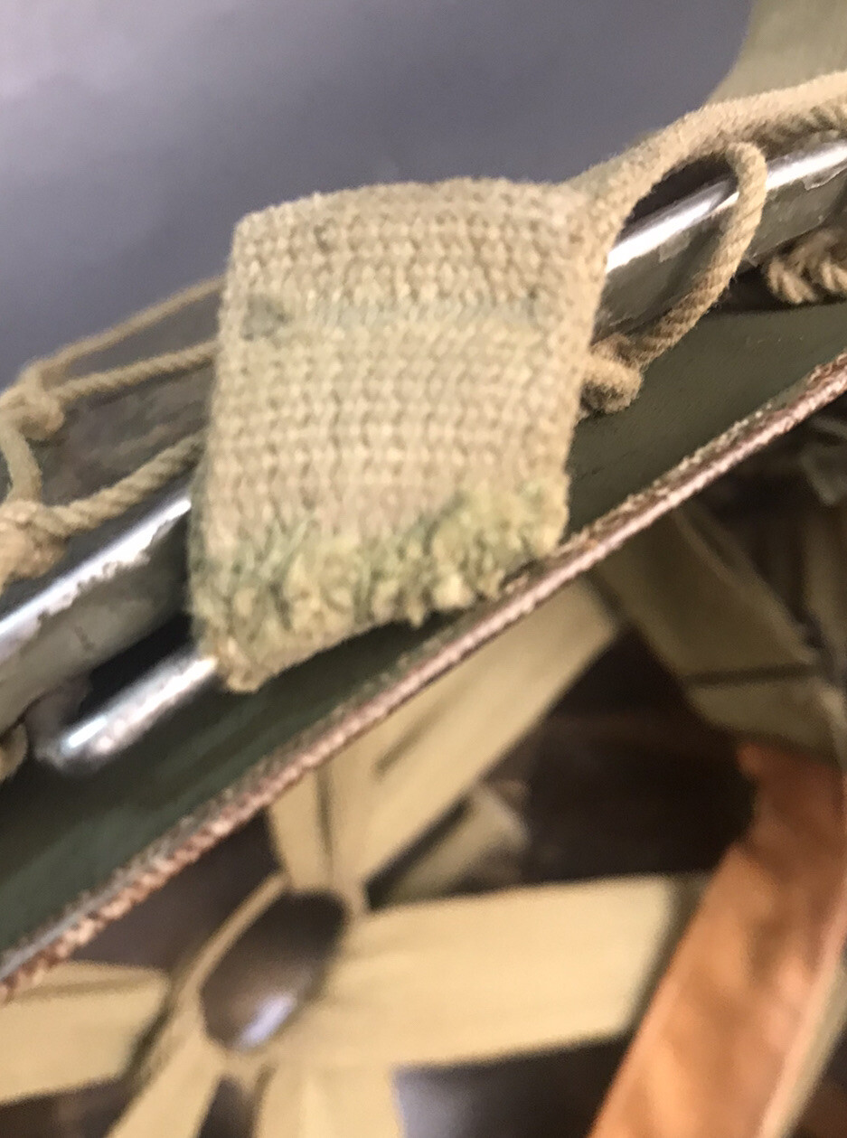 ONE Used Late WWII OD7 Ball & Catch ChinStrap set for US GI M1 Steel Helmet