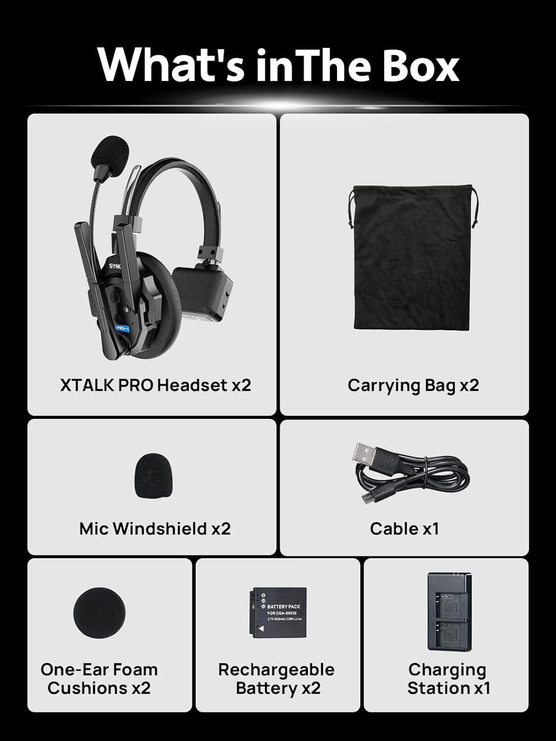 SYNCO XTALK XPRO2 Wireless Intercom Headset 2.4GHz Communication System Headsets