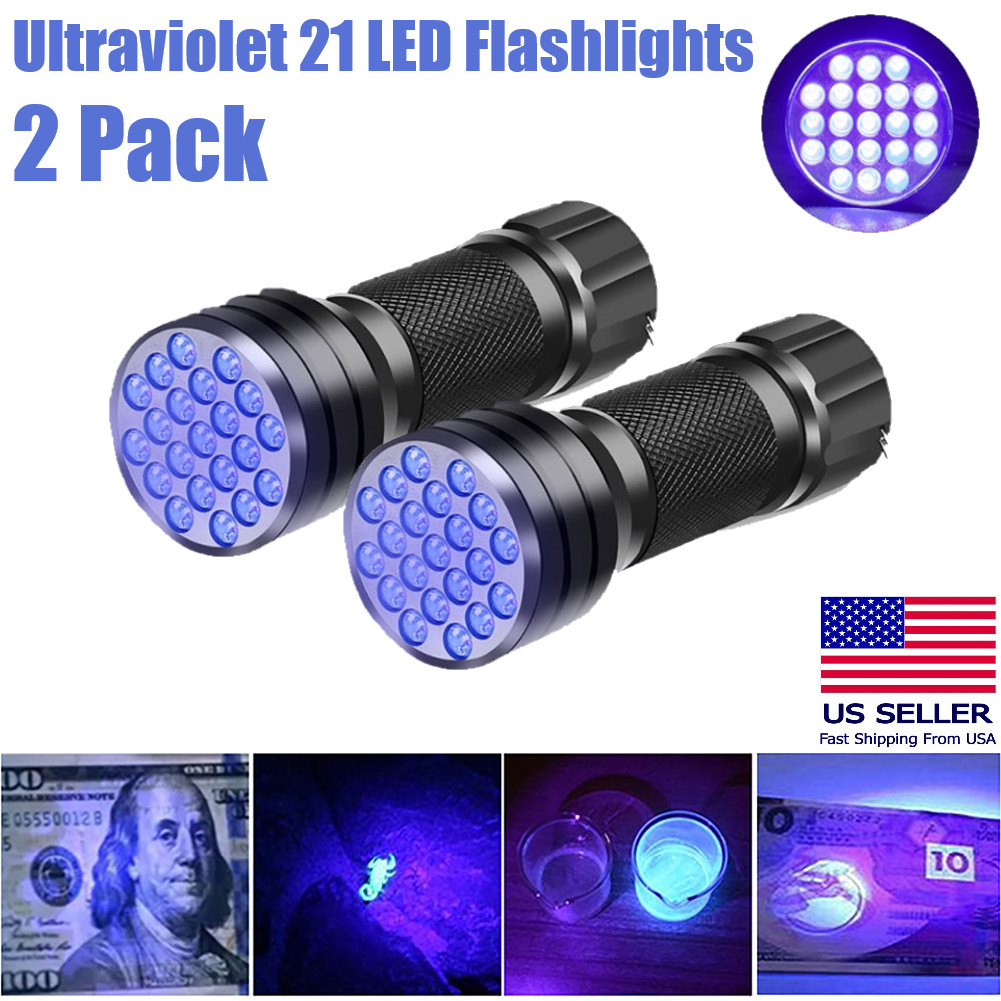 2x UV Ultra Violet LED Flashlight Blacklight Light 395 NM Inspection Lamp Torch