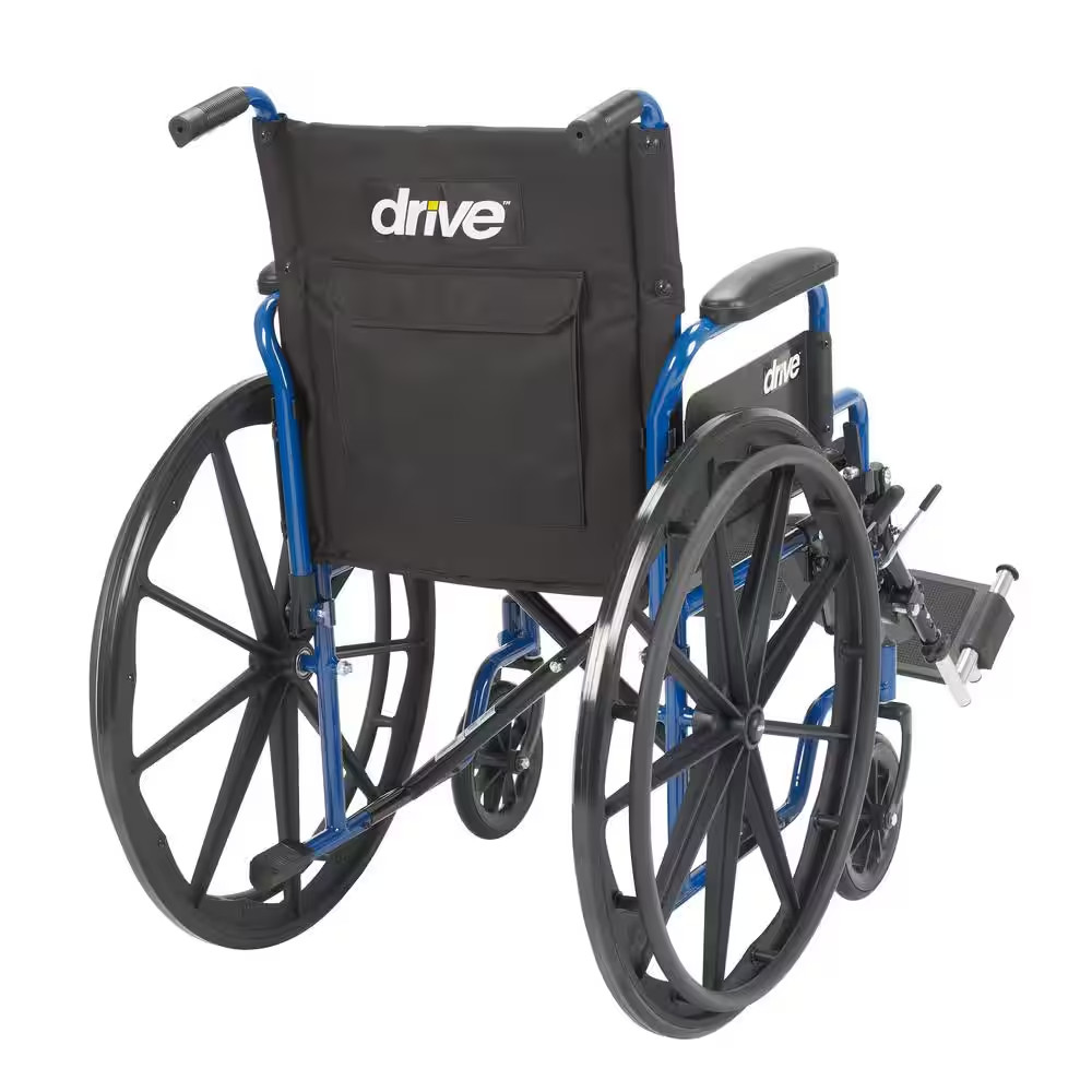 Drive Medical Wheelchair blue stripes with foldable desk arm + 20" seat + footre