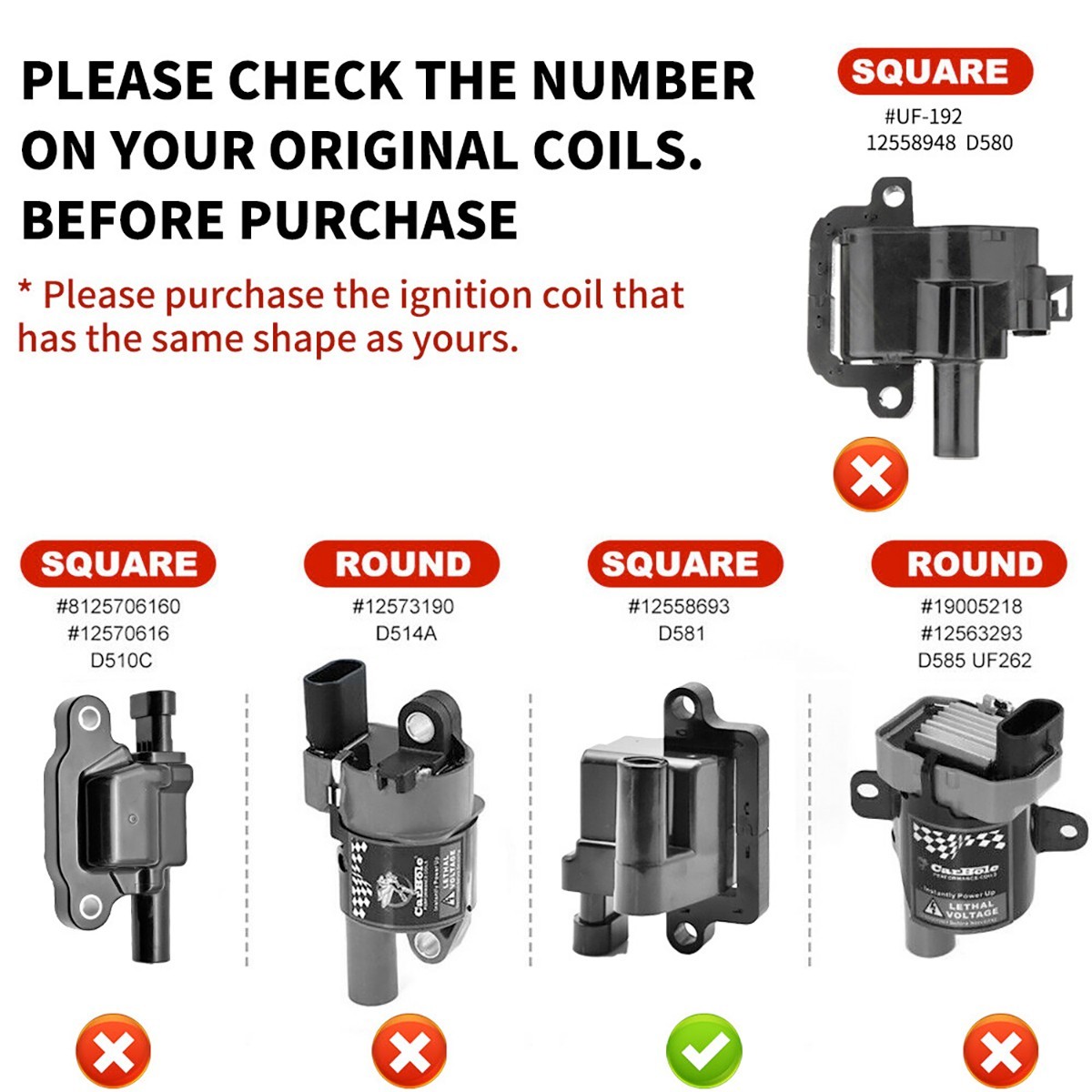 8 Pack Acdelco UF271 12558693 Ignition Coils For Chevy GMC 4.8L 5.3L 6.0L D581