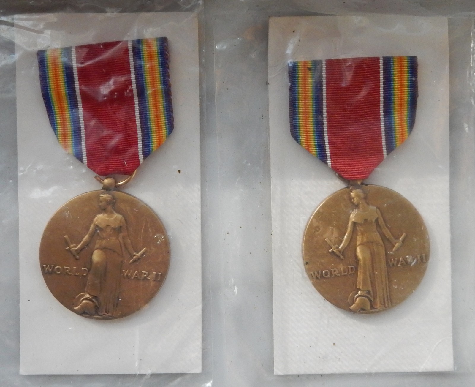 Vintage Set of 2 World War II Bronze Victory Medals