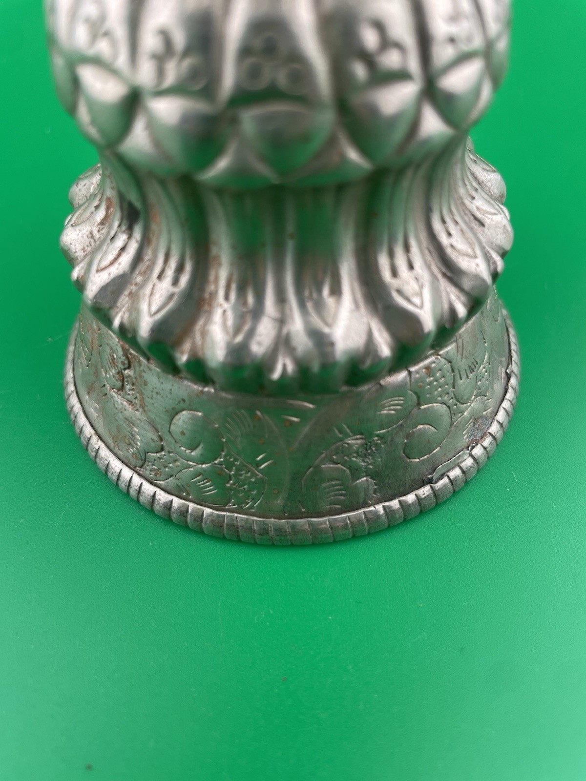 Vintage Tibetan Buddhist Butter Oil Alter Lamp Ornate Repousse Etched Designs