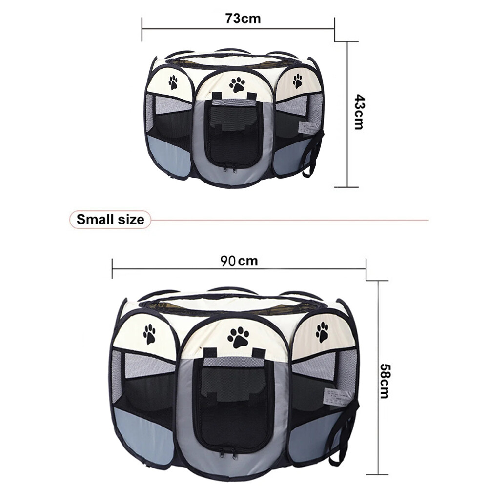Portable Pet Playpen Foldable Kennel Puppy Tent for Dogs Cats Rabbits Grey