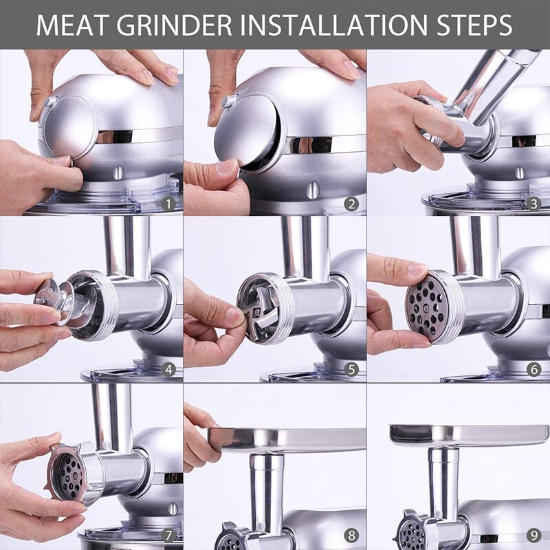 3In1 Food Stand Mixer Stainless Steel Bowl Meat Grinder Blender 6QT 6 Speed