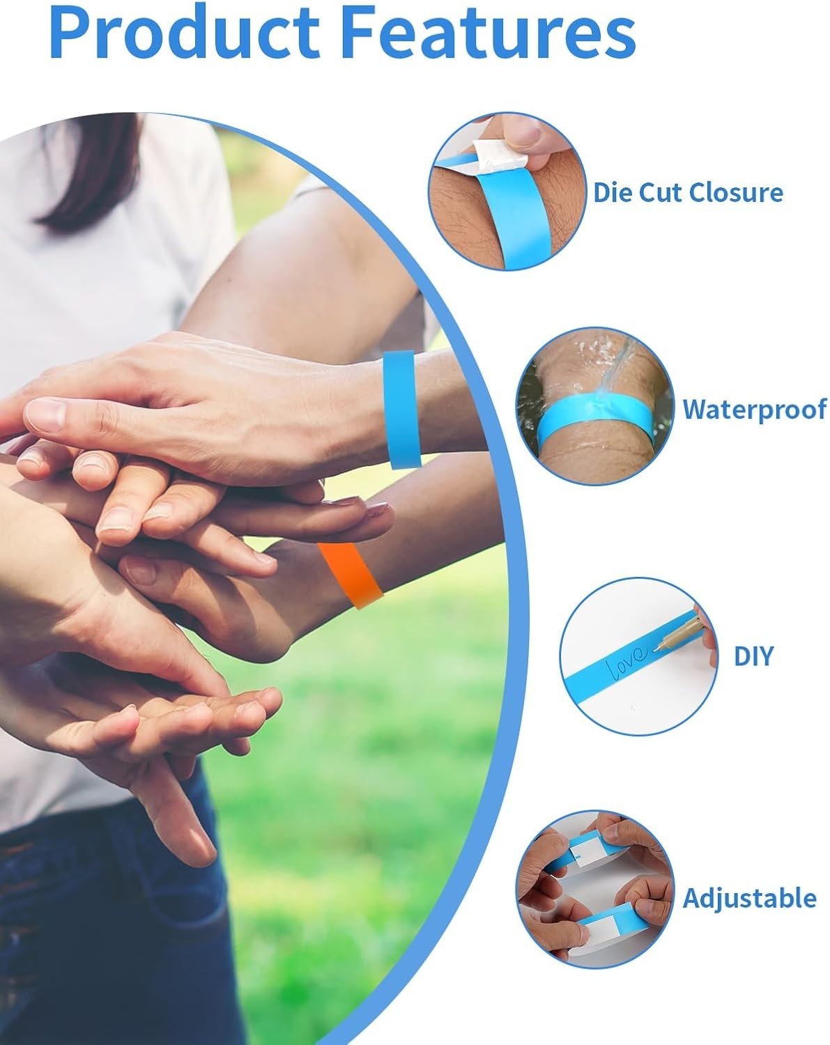 500 Pcs Wrist Bands, Paper Wristbands for Events, Adhesive Colored Wristbands...