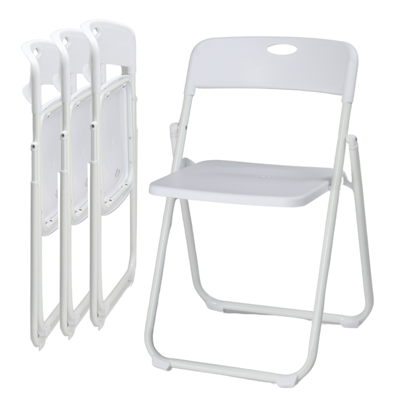 4 PCS Plastic Folding Stackable White Chairs Seat In/Outdoor Wedding Party