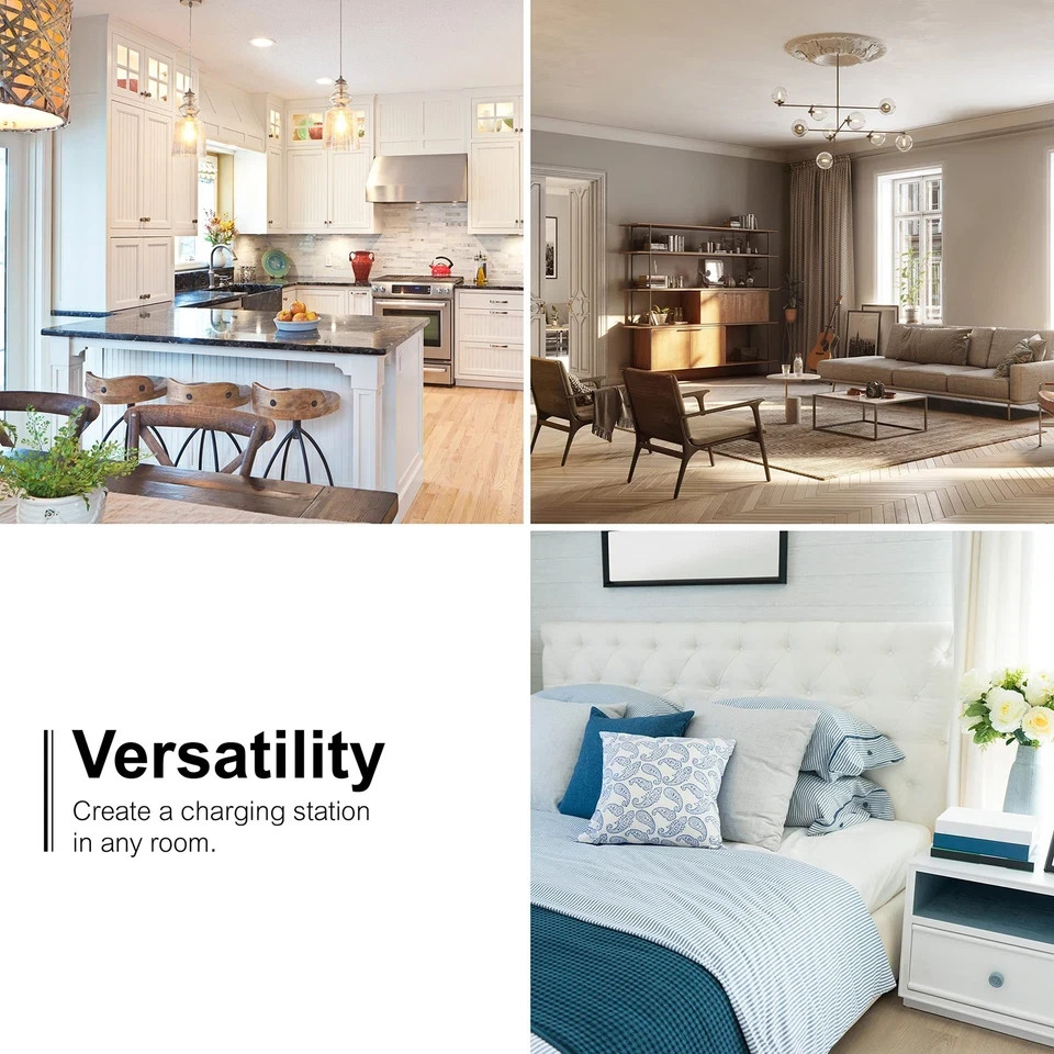 6-Outlet Extender, 2 Pack, Grounded Wall Tap, Adapter Spaced Outlet