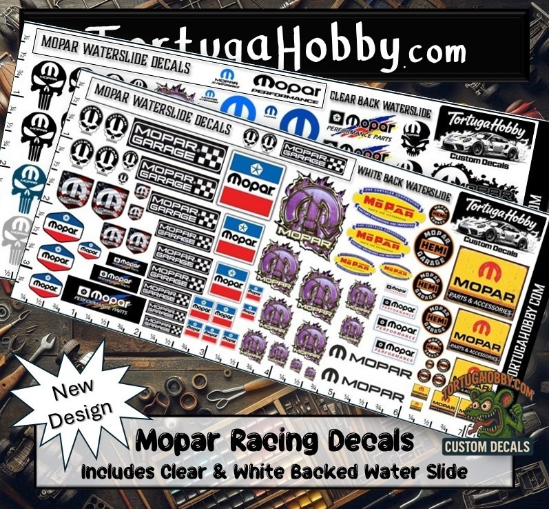 Mopar Racing Decals - Waterslide for Models, Derby Cars and More