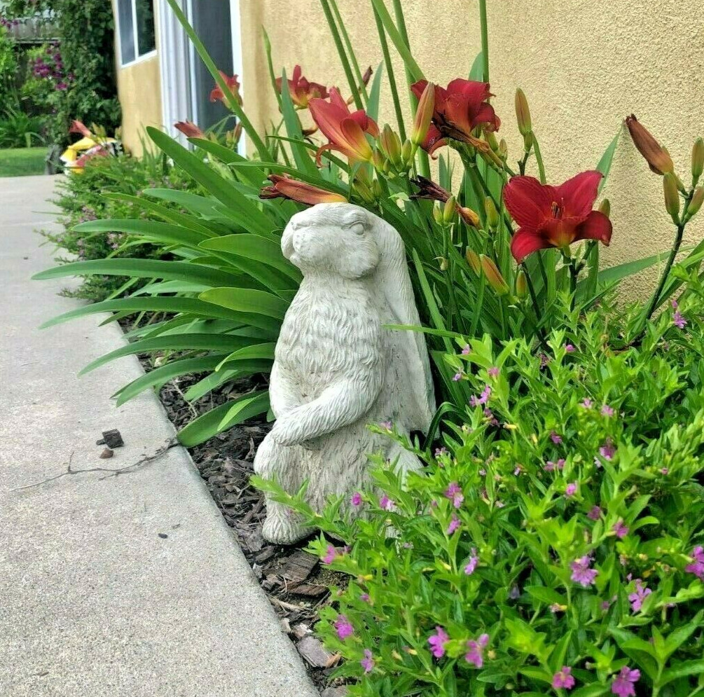 Vintage English Hare cement concrete garden rabbit statue