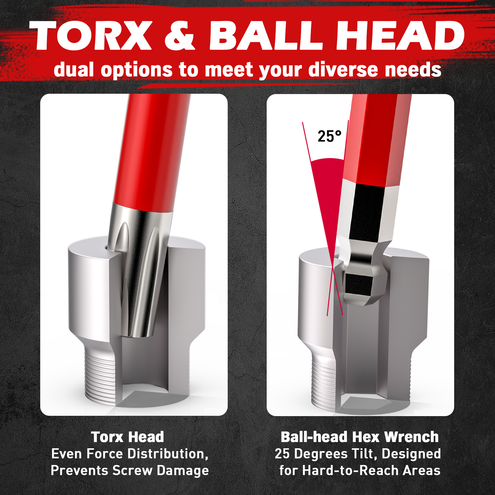 30PC L-Hex Torx Key Set Ball End Allen Wrench Grip Handle Extension Bar S2 Steel