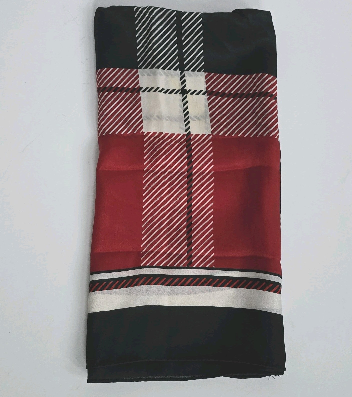 Vintage Bill Blass Scarf Silk Mod Red Black White Geometric 27x27.5 Inches