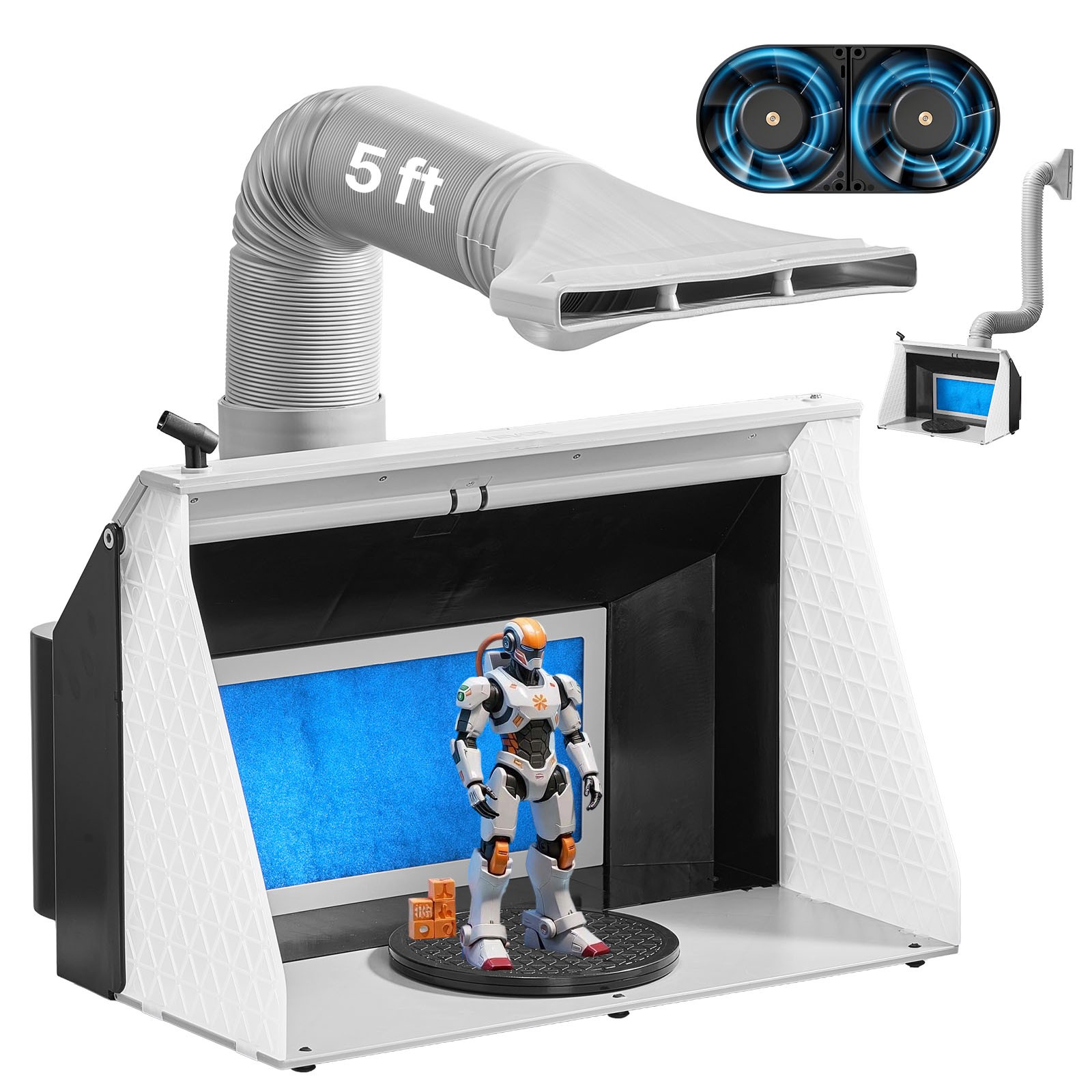 VEVOR Airbrush Spray Booth Hobby Paint Spray Booth with Dual Fans 3 LED Lights