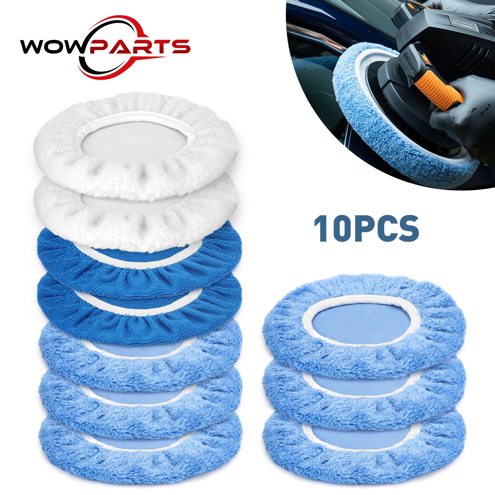 10Pcs 10 Inch Polishing Pads Waxing Foam Buffing Kit for Car Glass Polisher Tool
