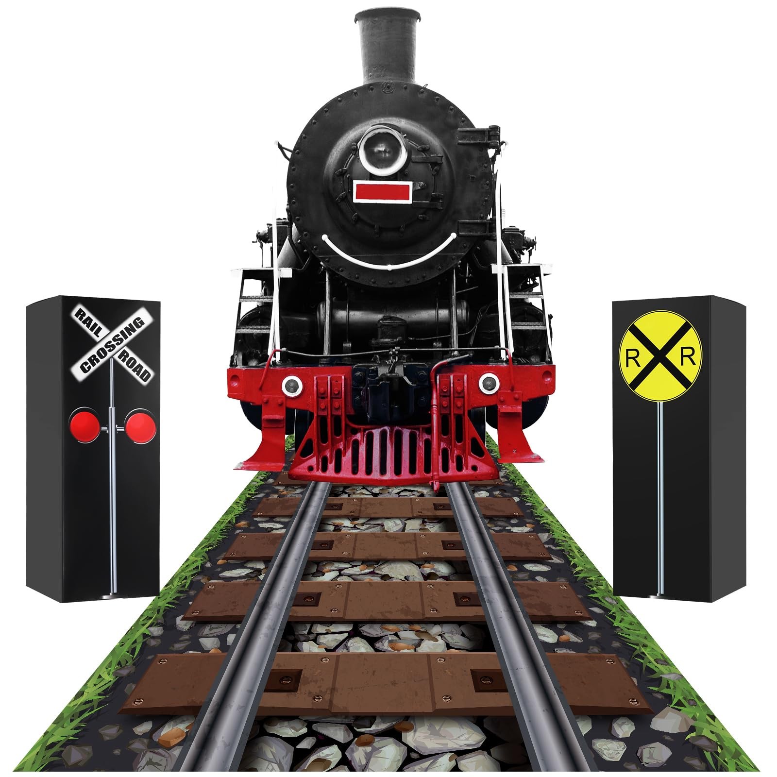 3 Pcs Train Birthday Party Decorations Express Train Backdrop Railroad Aisle ...