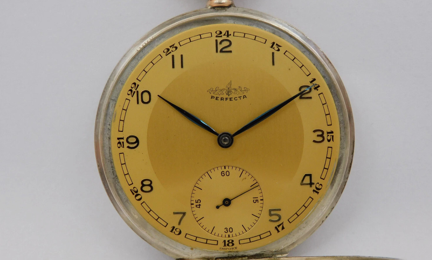 Working pocket watch silver PERFECTA silver pocket watch working C111