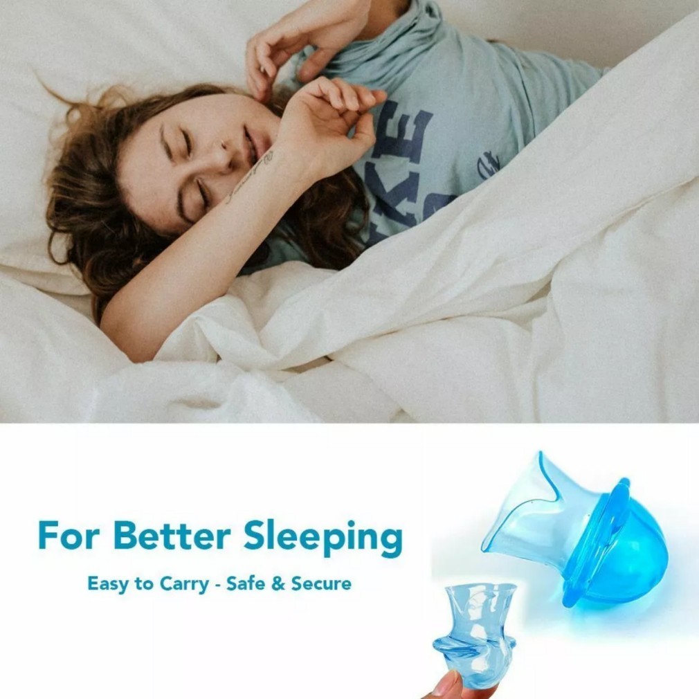 2XAnti Snoring Sleep Aid Device Silicone Tongue Mouthpiece Snore Stopper w/Case~