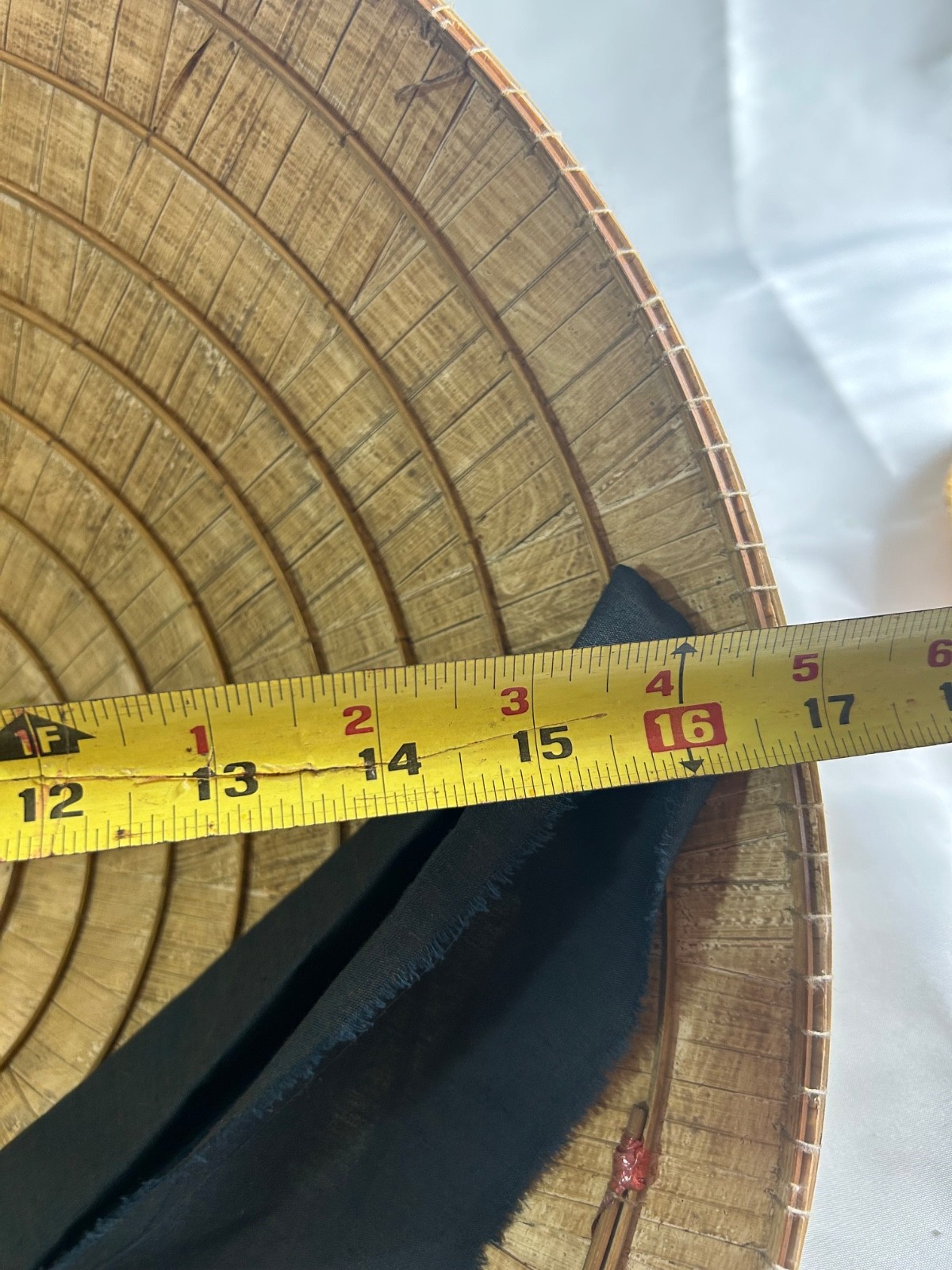 Asian Bamboo Straw Conical Coolie Sun, Fishing, Garden Hat with colored strap