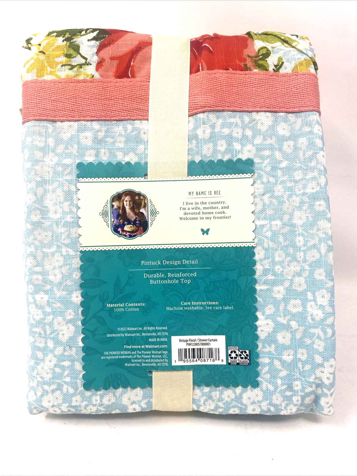 The Pioneer Woman Vintage Floral Fabric Shower Curtain 72"x72" in.