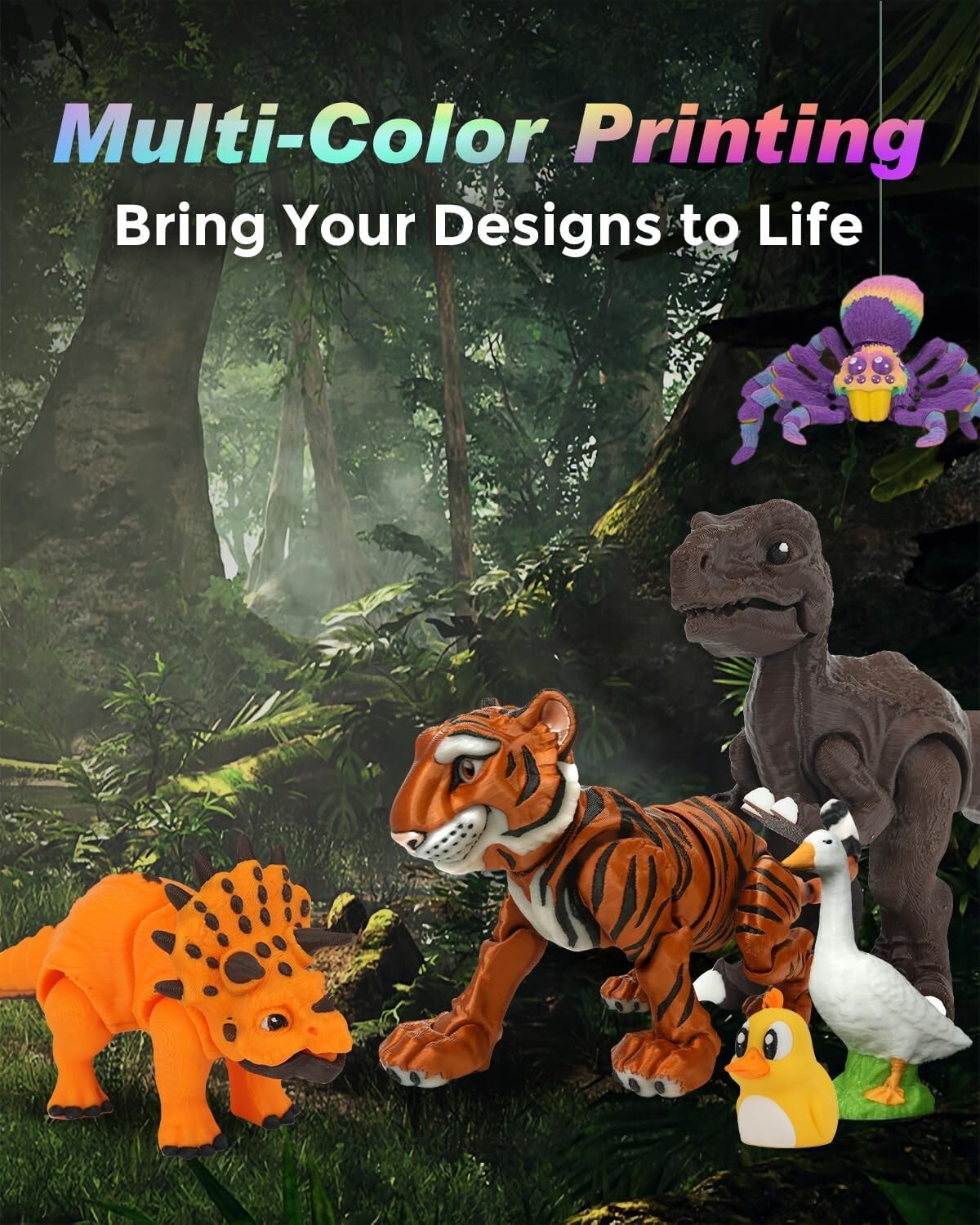 FLASHFORGE AD5X Multi-Color 3D Printer Max 600mm/s Print Auto Leveling Core XY