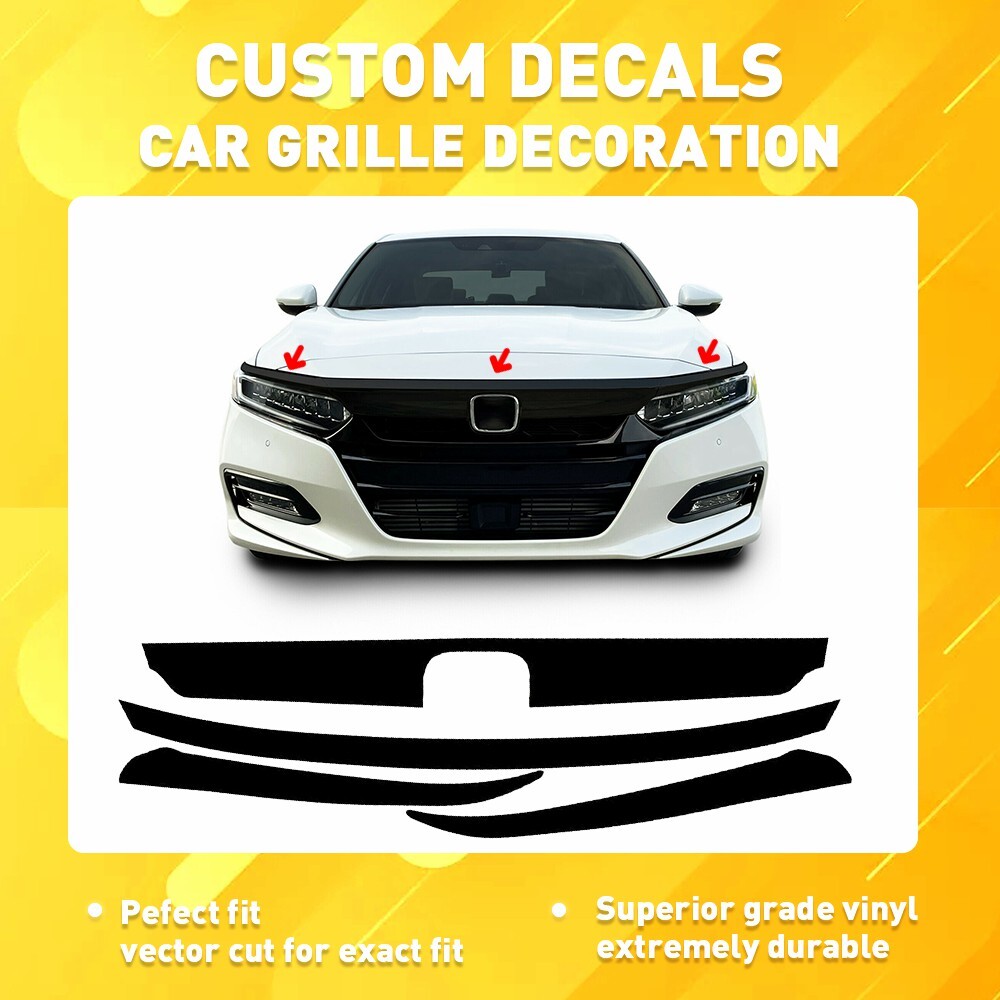 Chrome Delete Blackout Overlay for 2018-20 Honda Accord Front Grill Trim