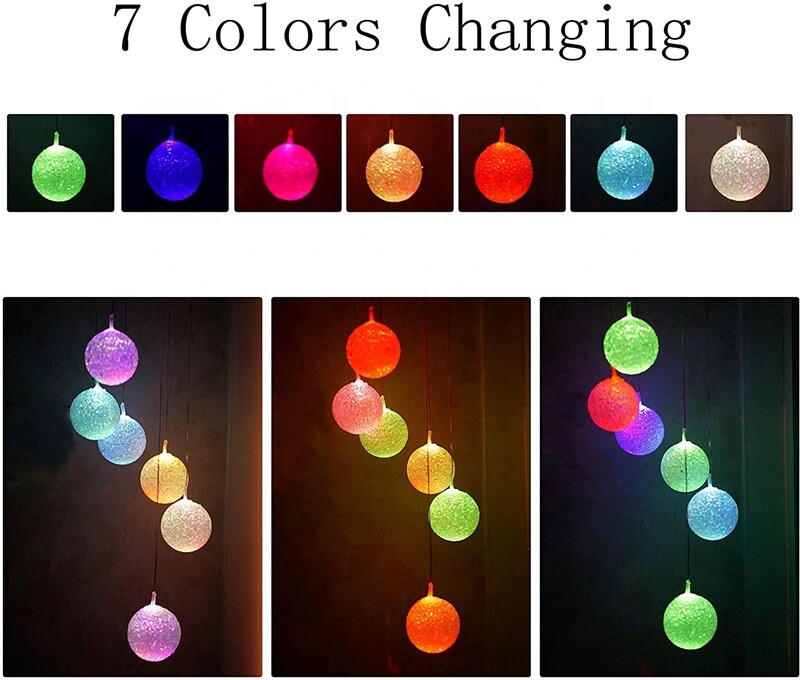 Solar Wind Chimes Lights LED Birds Color Changing Hanging Lamp Garden Home Ball