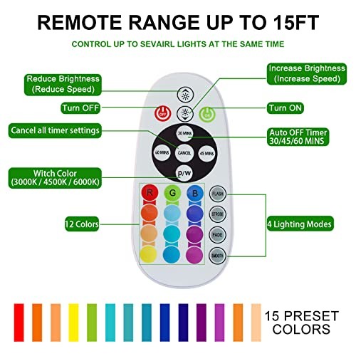 48-LED Under Cabinet Lighting - Wireless - 15 Colors - Changeable & Rechargeable