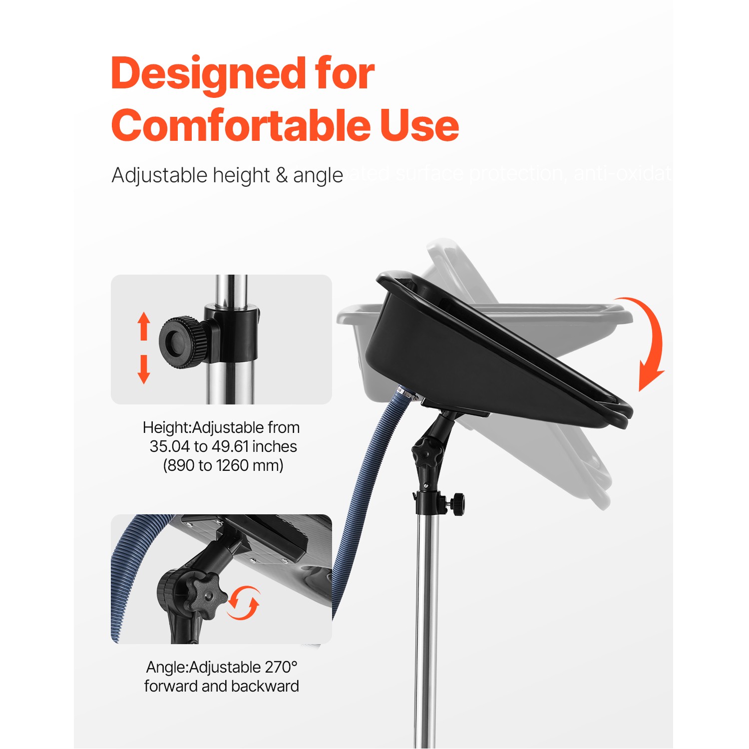 Uimoso Portable Shampoo Bowl Adjustable Height &Drain Hose for Salon or Home Use