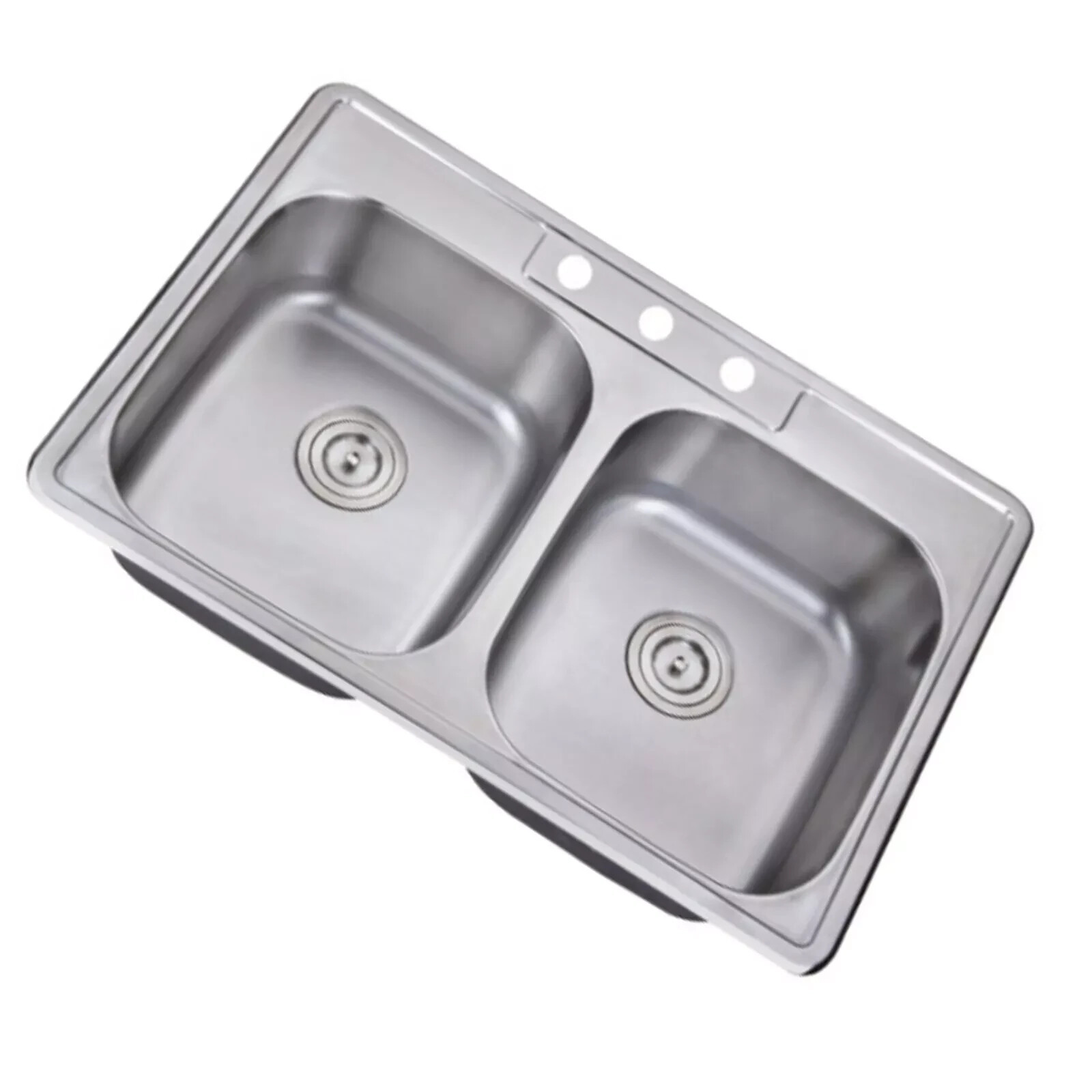 33'' x 22'' Drop In Stainless Steel Kitchen Sink, Top Mounted Deep Sink Double