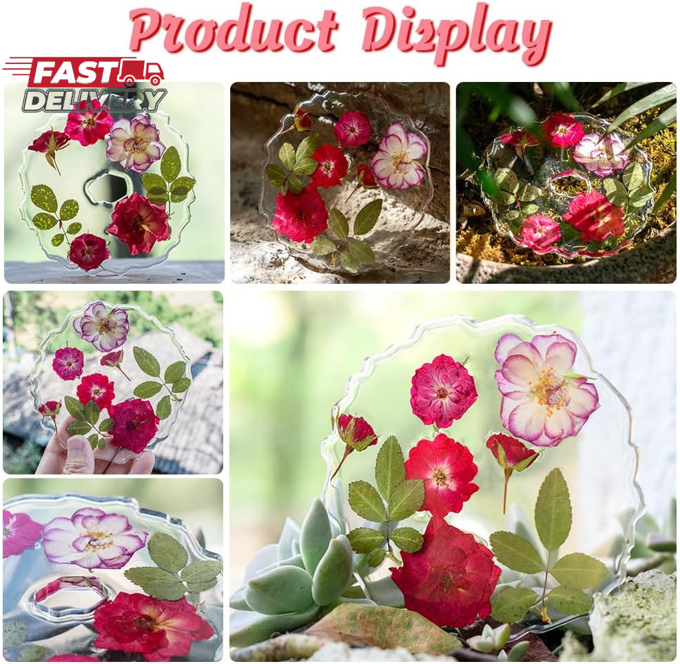 25Pcs Dried Pressed Rose for Resin Molds, Real Natural Rose Flowers Leaves Kit,