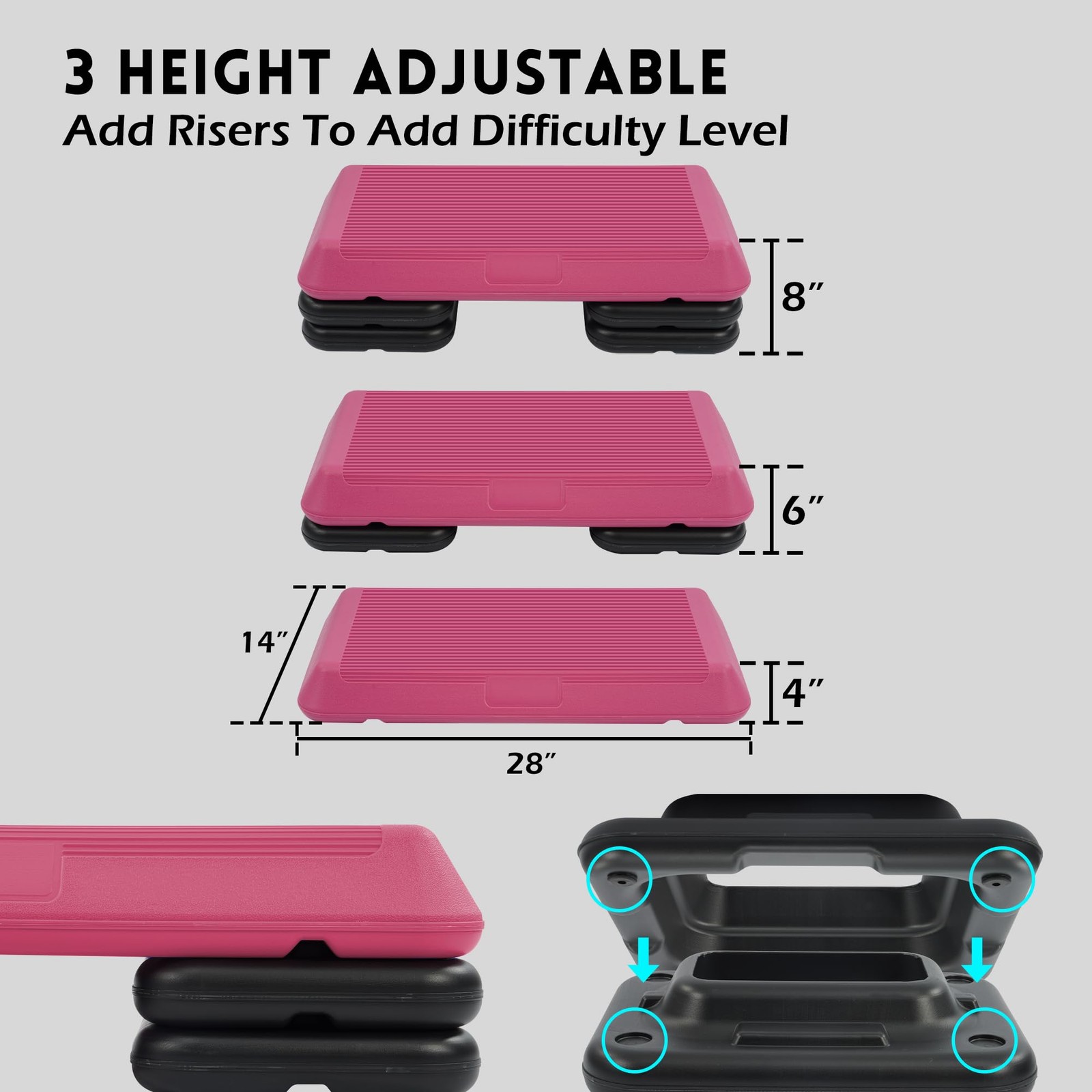 Step Aerobic Platform, 28''x 14'', Pink