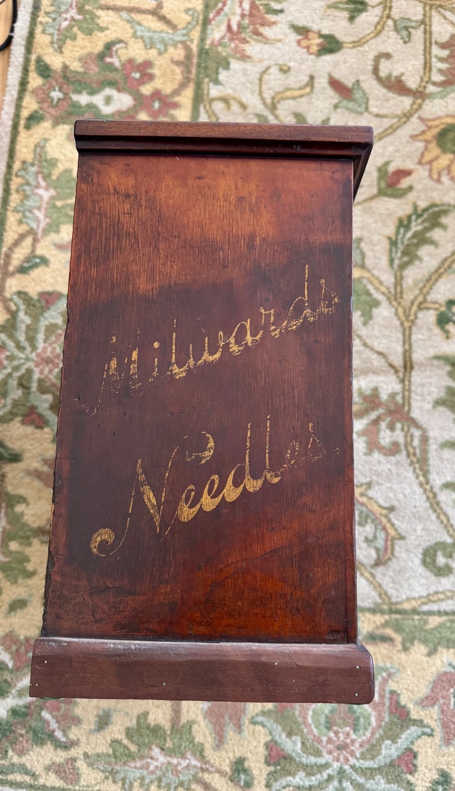 antique oak Milwards needle cabinet, all original, excellent condition,