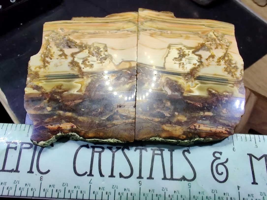 2 Matching, Polished Picture Jasper Slabs - Artistic Nature Scenes on Both Sides