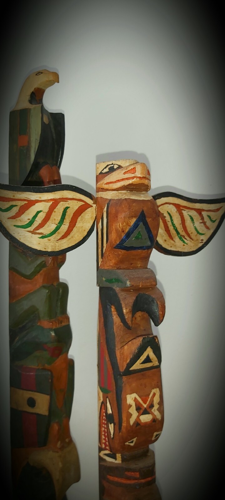 Northwest Coast; 2 Polychromed Model Totem Poles (early 20th c).