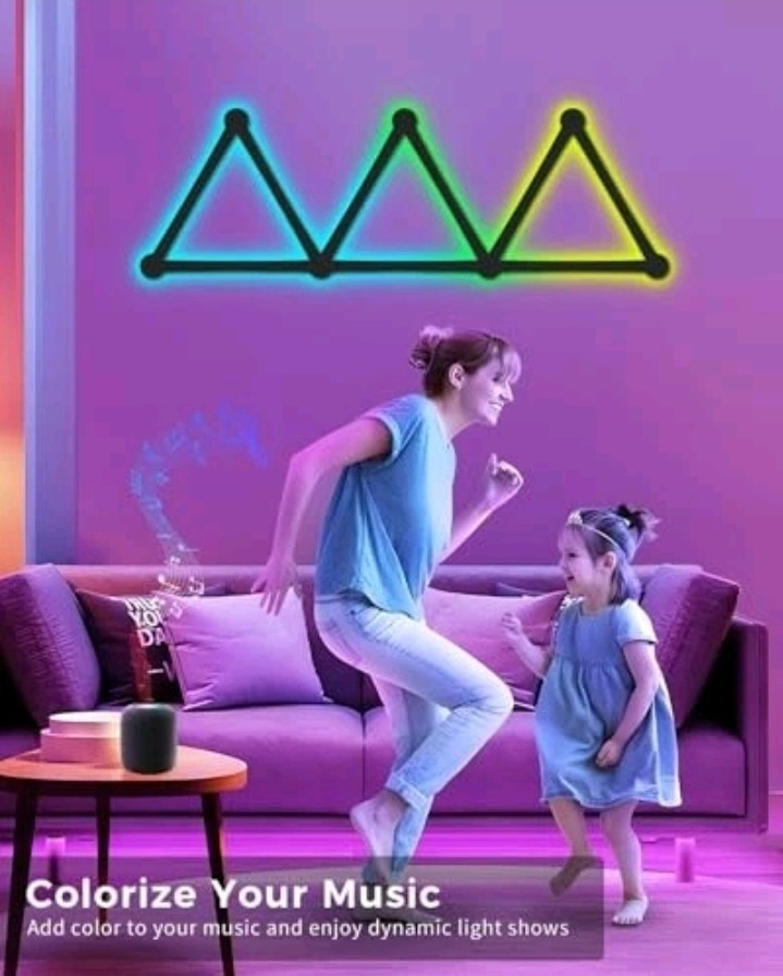 Smart LED Wall Lights Music Sync Voice Control RGB Light Bar 9 Pcs Black.....289