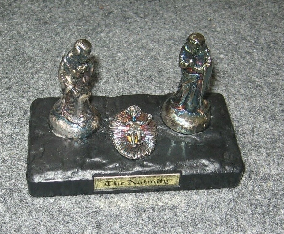 The Nativity Christmas Display Trinity Broadcasting Network TBN Metal Figures