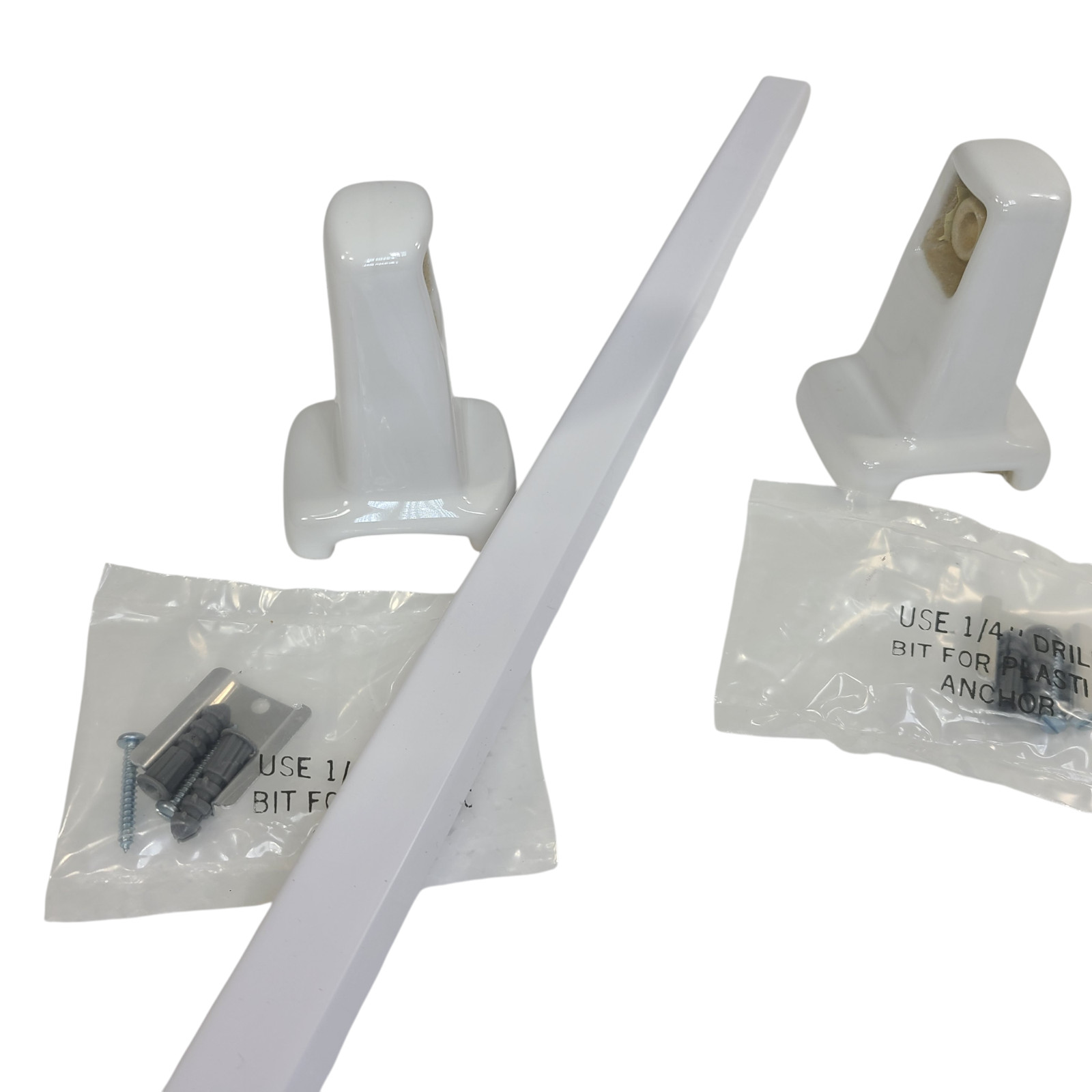 Vintage White Ceramic Towel Bar Rod Rack Post Holders Bracket Screw in Drywall