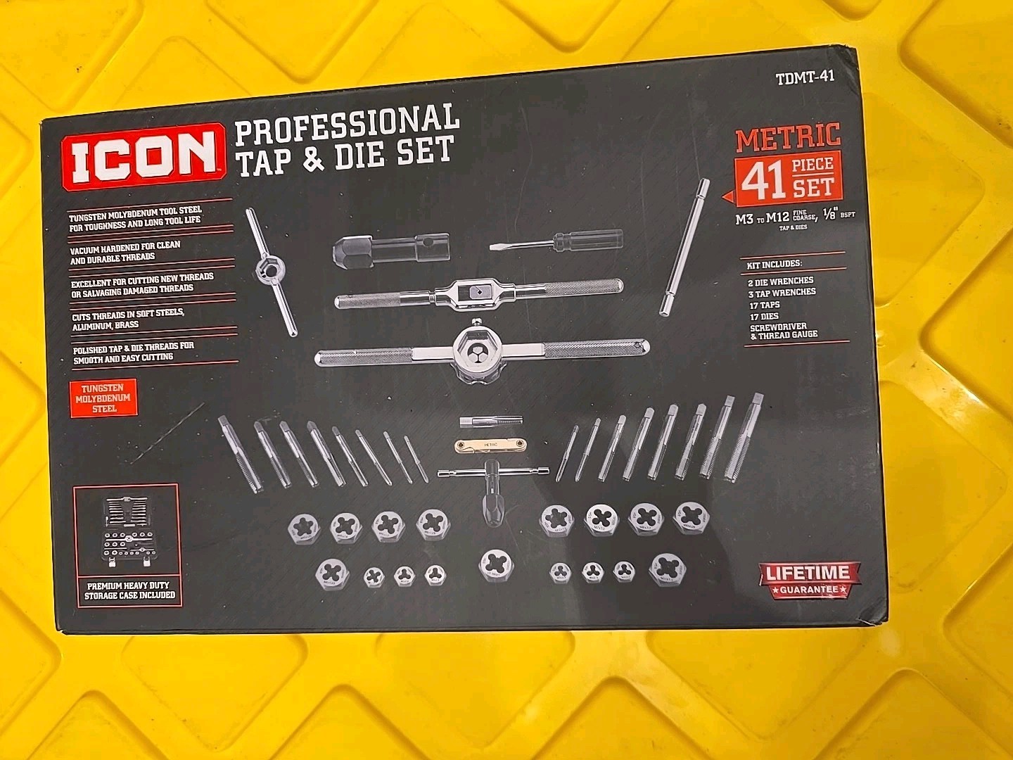 ICON TDMT-41 Professional Tap & Die Set - Metric 41 Piece brand new