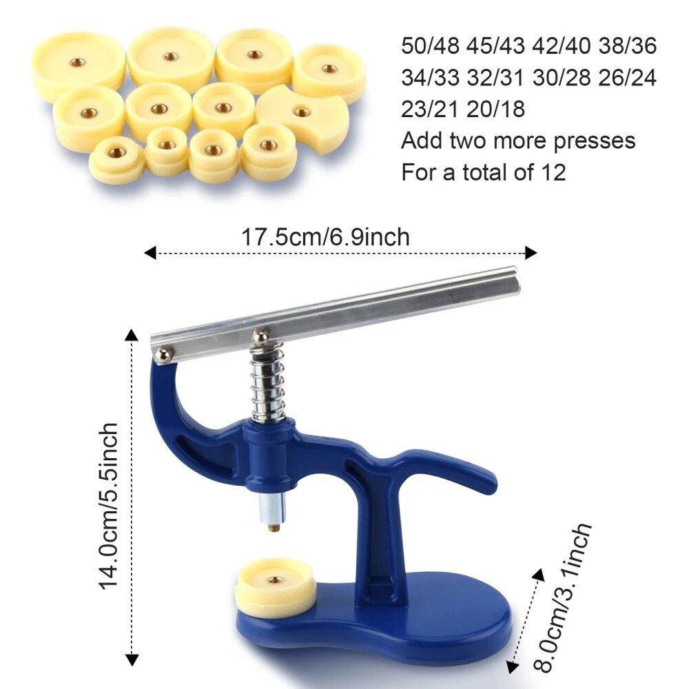 Fitting 18-50mm Watchmaker Tool Watch Press Set Crystal Glass Back Case Closer