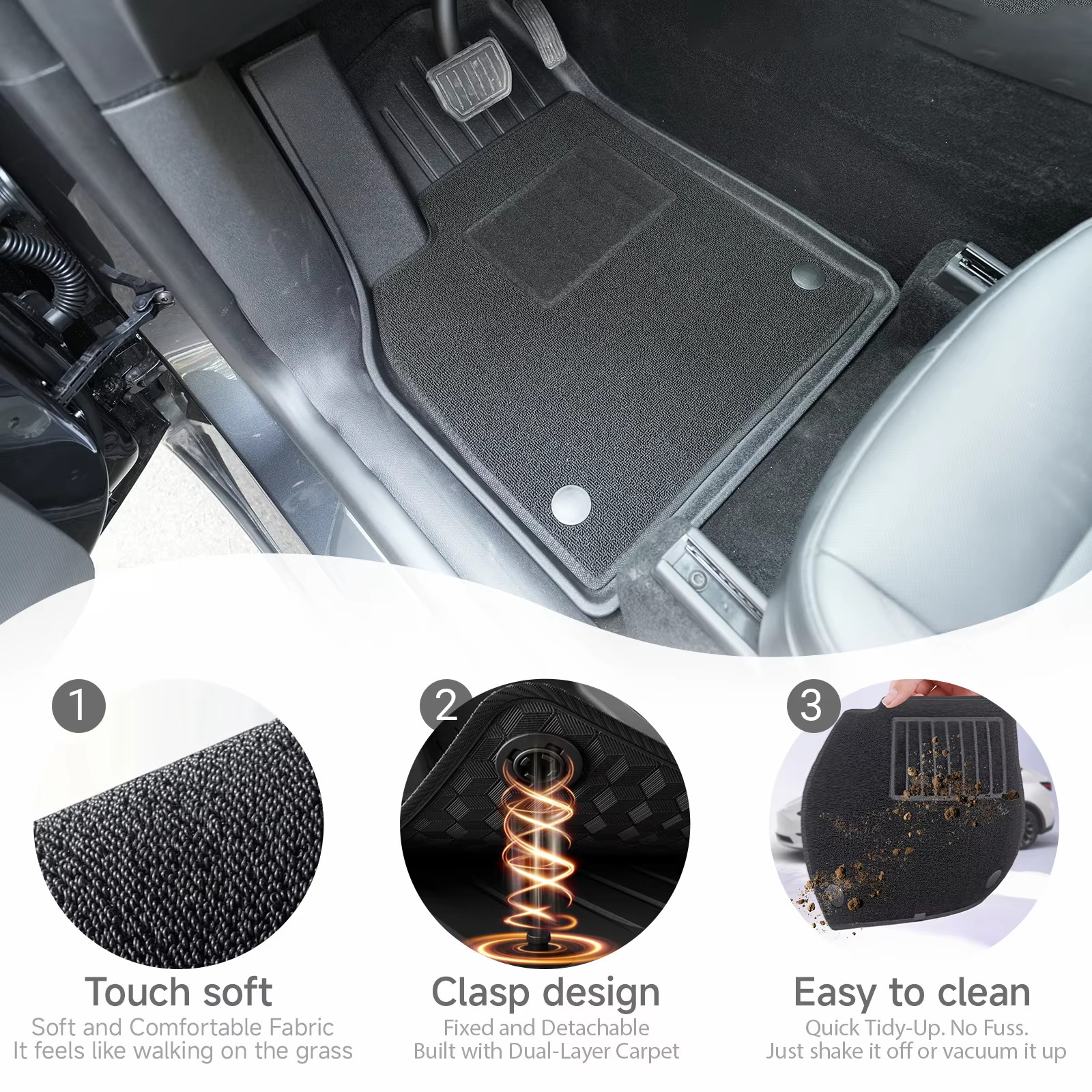 For Tesla Y Juniper 2025-2026 TPE Floor Mats Waterproof Anti-Slip Cargo Liner